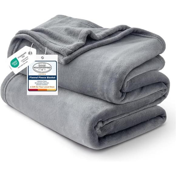 GentleSoft Fleece Bed Blankets Queen Size Grey - Soft Lightweight Fuzzy - Picture 1 of 7